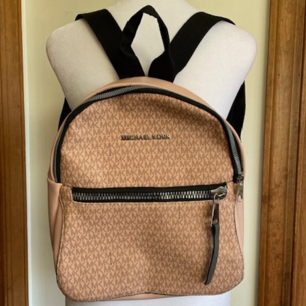 MICHAEL KORS Blush Pink Logo Monogram Backpack
